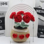 Handcrafted Multi-Head Crochet Rose Planter – Perfect Home Décor Accent - Image 2