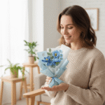 Handmade Crochet Blue Flower Bouquet - Everlasting Gift/Decor - Image 2