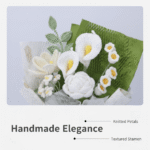 Handmade Crochet White Flower Bouquet - Everlasting Artificial Gift/Decor - Image 3