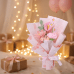 Handmade Crochet Pink Flower Bouquet - Everlasting Gift/Decor - Image 2