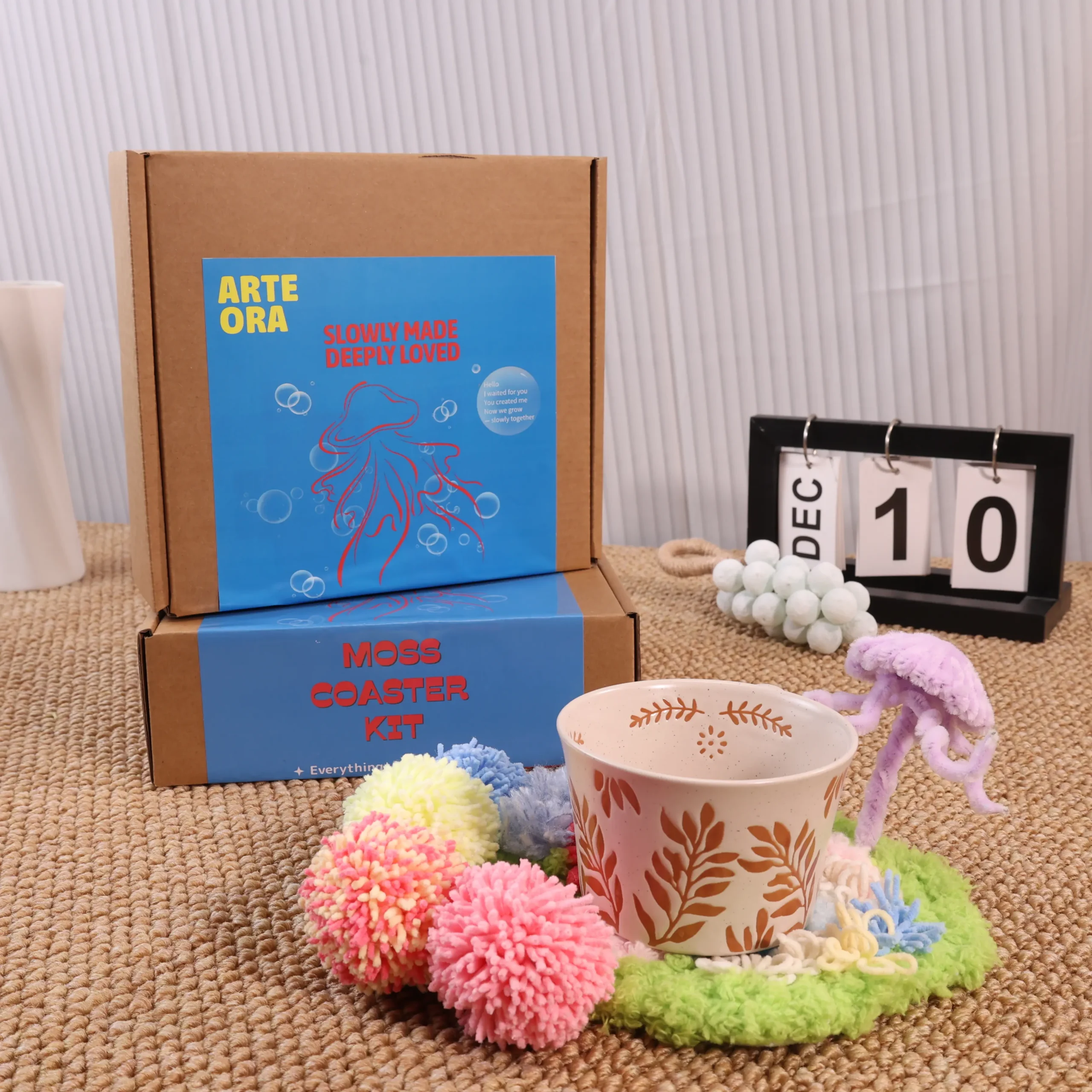 ocean-moss-coaster-diy-kit-beginner-mindful-relaxing-arteora 3D Moss Coaster DIY Kit – Miniature Landscape for Beginners, Home Decor - Arteora - Image 1